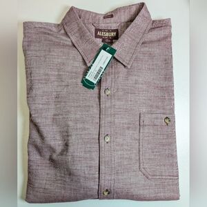 ALESBURY Rugged Brushed Cabin Long Sleeve 100% Cotton Shirt Burgandy Size XL NWT